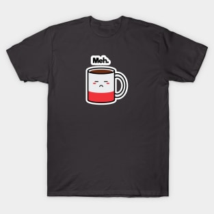 Meh. | Coffee | Charging | Low Battery | Cute Kawaii | Gray T-Shirt